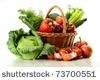stock-photo-composition-with-raw-vegetables-and-wicker-basket-isolated-on-white-737005511